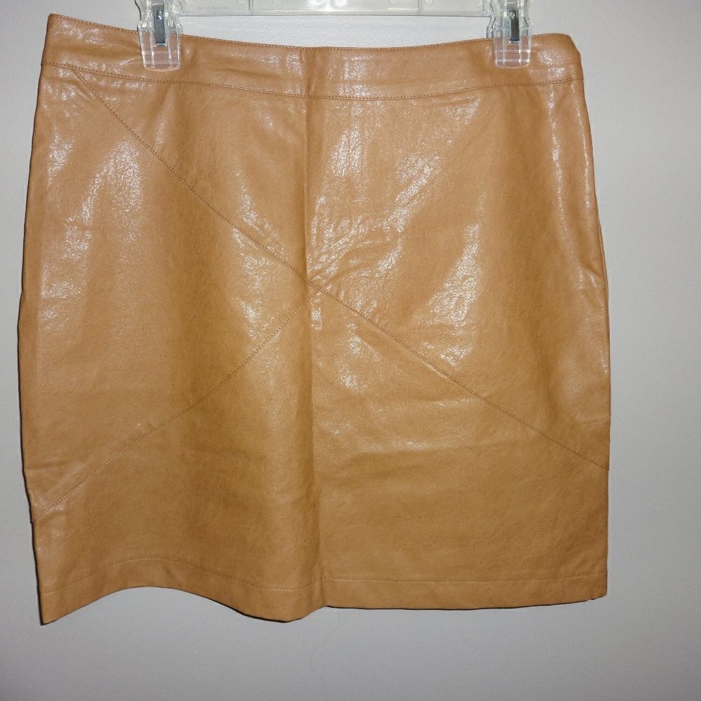Guanny faux leather mini skirt. size XL; camel brown $14.00
